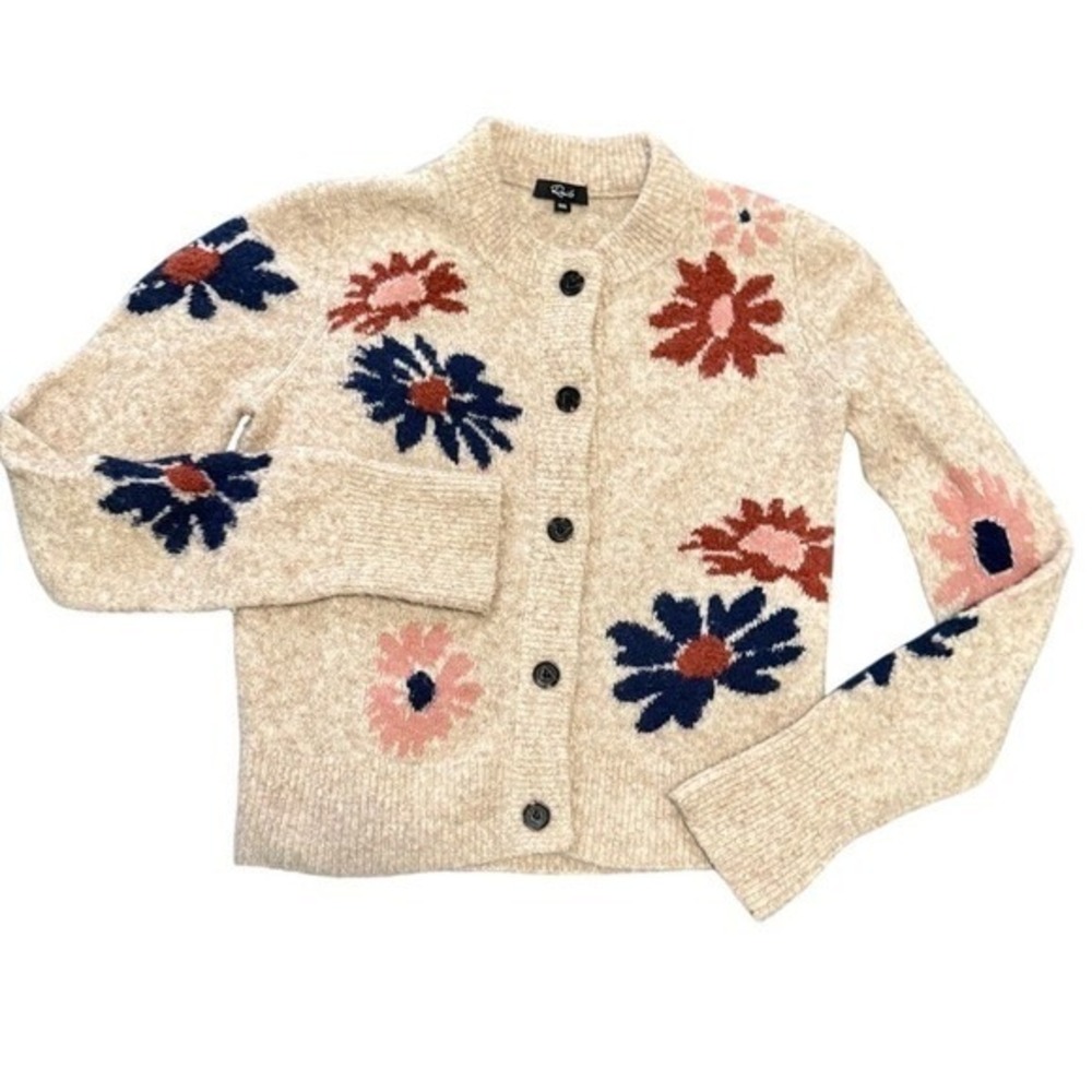 Rails Cardigan Millie Floral Beige Sweater West Coast Wool Worn on TV Size XXS